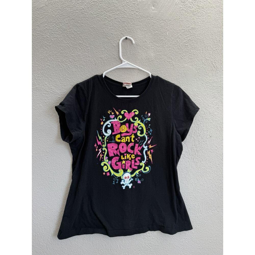 Hybrid Tees Children Shirt Size XXL Black Boys Cant Rock Like Girls Short Sleeve